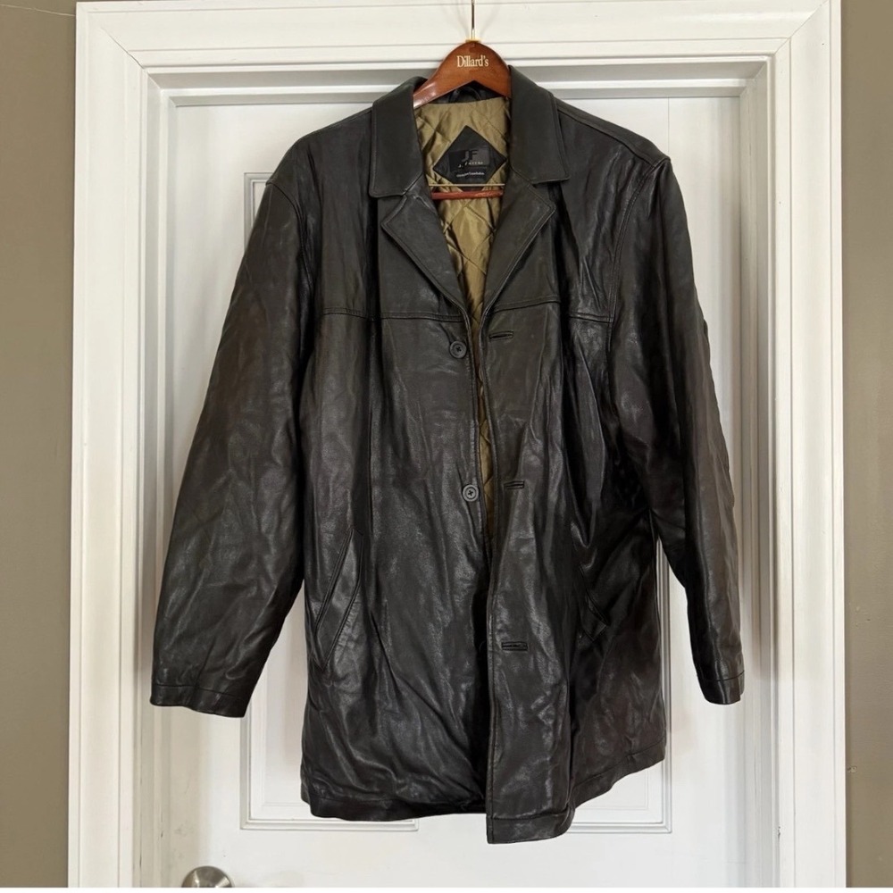 Mens Black Lamb Leather Car Coat Quilted Lining Jacket XLT Extra Large Tall